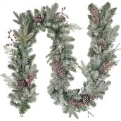Holiday Living Indoor and Outdoor 9-ft Frosted Garland with White Color LED Bulb