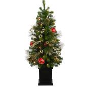 Holiday Living Set of Two 3.5-ft Pre-Lit Artificial Porch Christmas Trees - 35 Lights