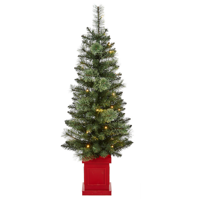 Holiday Living 4-ft Pre-Lit Rightside-up Artificial Christmas Tree in Pot with 70 Colour Changing Lights LED - Set of 2