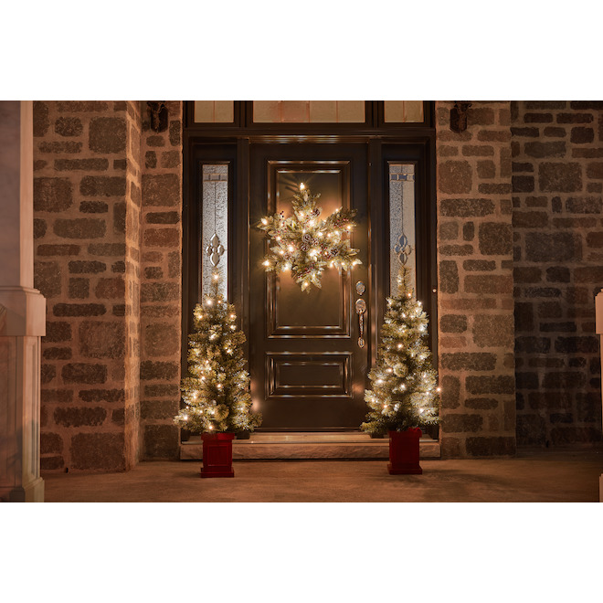 Holiday Living Set of Two 4-ft Pre-Lit Artificial Porch Christmas Trees with 70 Multicoloured LED Lights