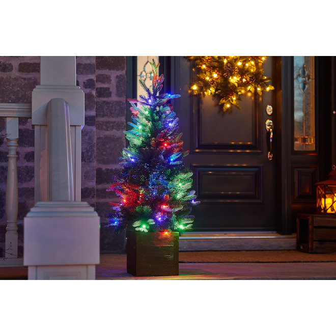 Holiday Living 4-ft Pre-Lit Rightside-up Artificial Christmas Tree with 50 Multicolor Changing Lights - LED