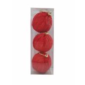 Boules de Noël, Holiday Living, fil tricoté rouge 3-paquet