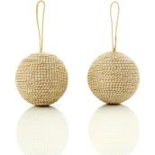 Boules de Noël en corde torsadée Holiday Living, marron paquet de 2