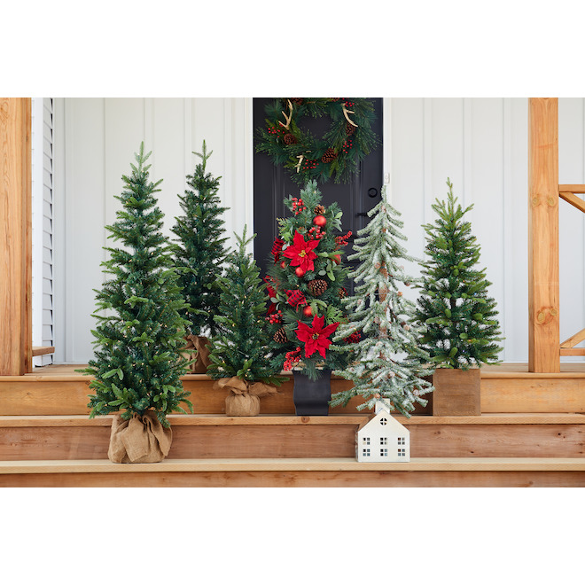 Holiday Living 5-ft Pre-Lit Balsam Fir Rightside-Up Artificial Tree with 170 Lights White Lights Incandescent