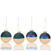 Holiday Living 4-Pack Gold, Green and Blue Glass Christmas Ball Ornament