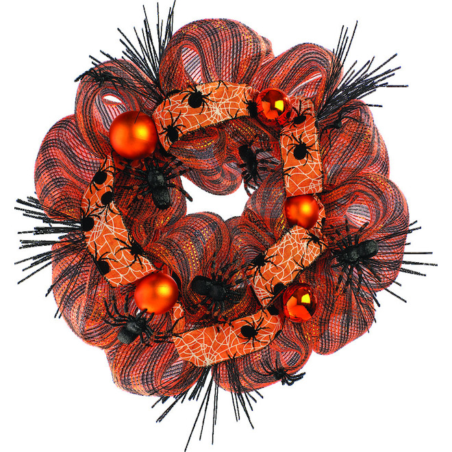 Holiday Living Halloween Wreath Spider Orange 22-in STSU230022LOW | RONA