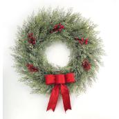 Holiday Living Christmas Cedar Wreath with Berry and Ribbon 24-in