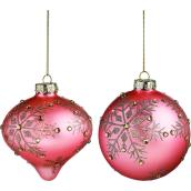 Holiday Living Christmas Snowflake Ball Pink - 2/pk