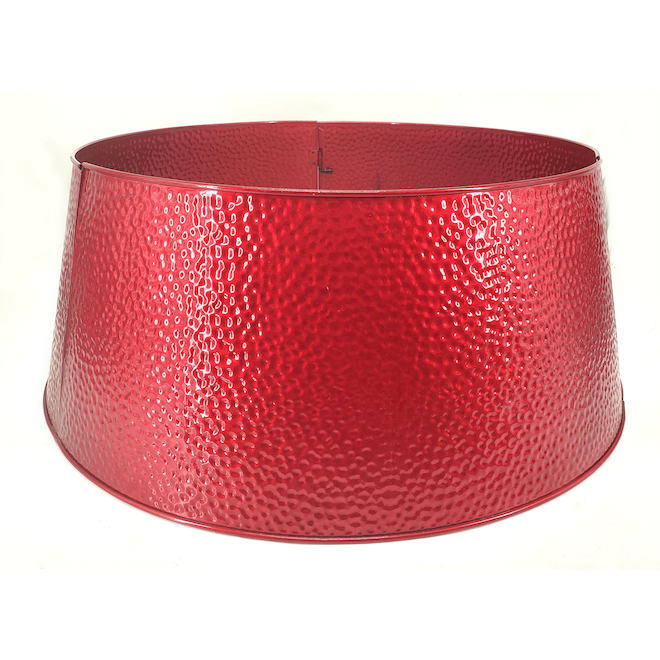 Celebrations by L&CO 27-in Tree Collar for Christmas Trees - Red Hammered-Metal