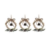 Celebrations by L&CO 5-in Wood Bead Wreath Ornaments - Pack of 3