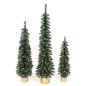 Celebrations by L&CO Set of 3 Slim Spruce Trees with Golden Pot and LED Lights