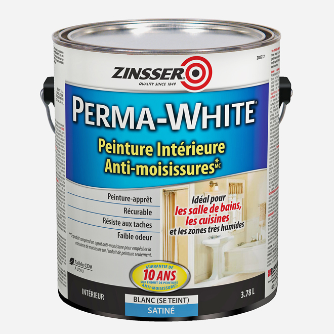 RUST-OLEUM Peinture intérieure anti-moisissures PERMA-WHITE, 3,7 L, blanc  Z02712