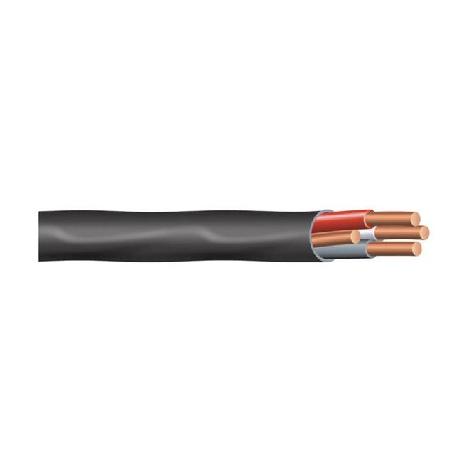 Southwire NMWU Black Jacketed 10 AWG 3-Conductor Underground Electric Copper Wire - 75-m