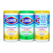 Clorox All-Purpose Desinfecting Wipes - Lemon Crisp and Fresh Scent - Pack of 3 - 225 wipes