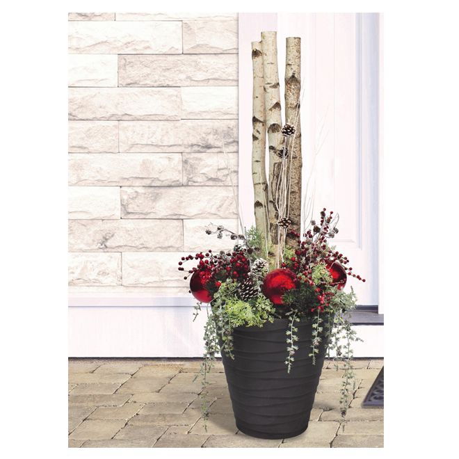 Holiday Floral Arrangement Birch Logs Decorative Pot 4