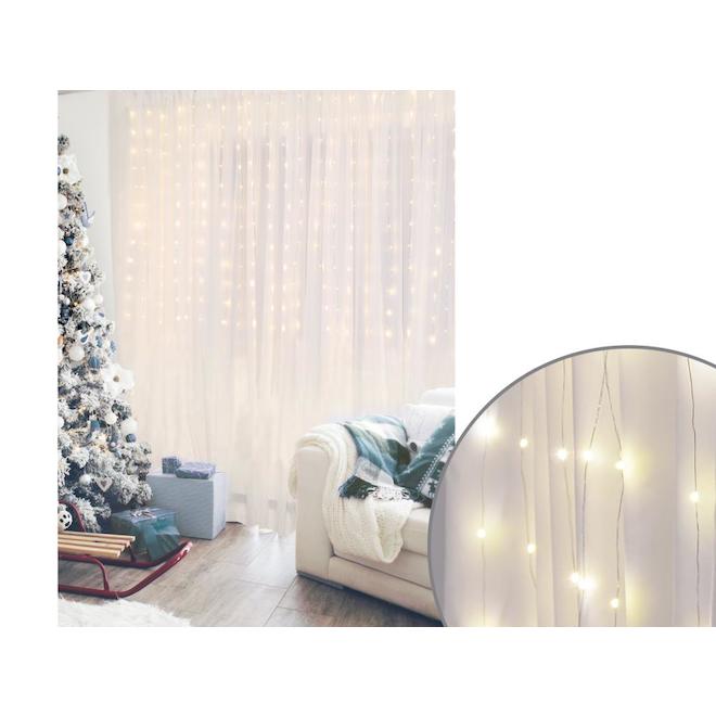 Rideau lumineux Holiday Living avec 200 lumières LED micropoints et  adaptateur, 2 m x 1 m, blanc chaud XLW77841-24FOB