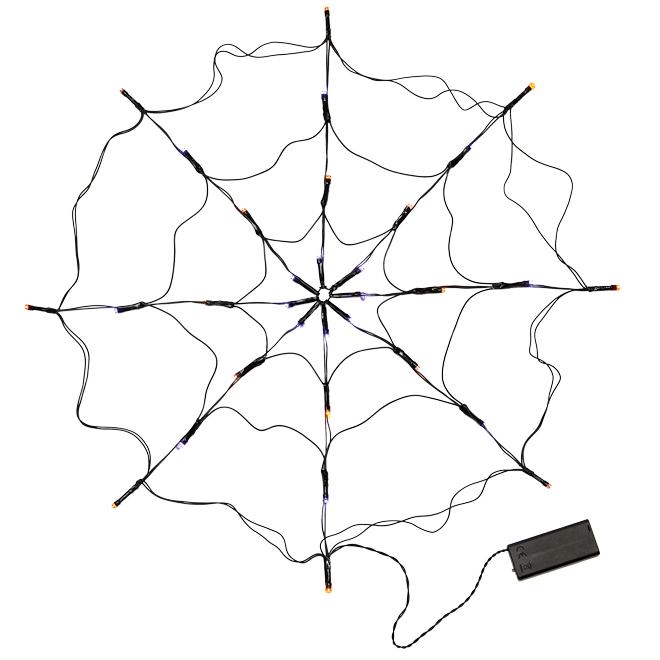 CELEBRATIONS BY L&CO Orange/Purple 32-Count 24-in LED Battery-Operated Spider Web String Lights