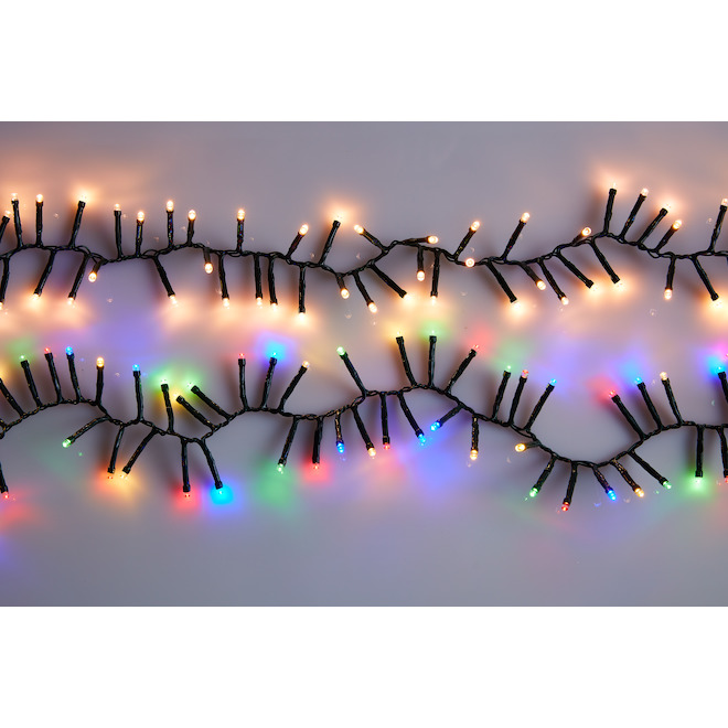 Lumières de Noël en grappe Holiday Living avec minuterie pour  intérieur/extérieur, 480 DEL, 19,6 pi, blanc chaud/blanc XLW77071FOB