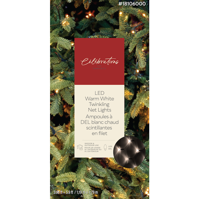 CELEBRATIONS BY L&CO 4-ft x 6-ft Indoor/Outdoor Constant Multicolour LED Christmas Net Light