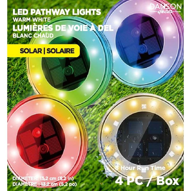 Danson Decor Warm White Solar Led Pathway Lights of 5.2-in - Box of 4