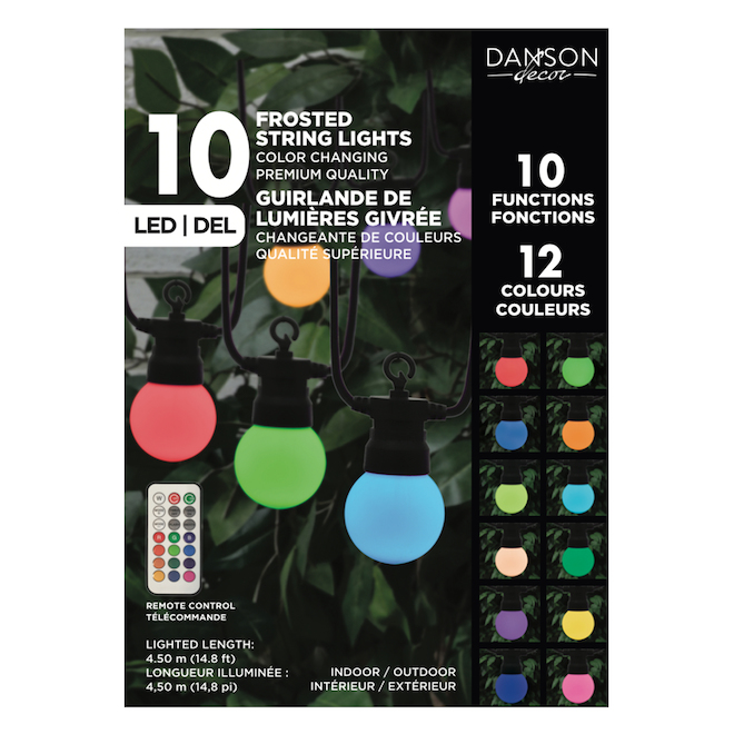 Danson Decor 12 colours 10-Pack Exterior String LED Light Set - 14.8-ft