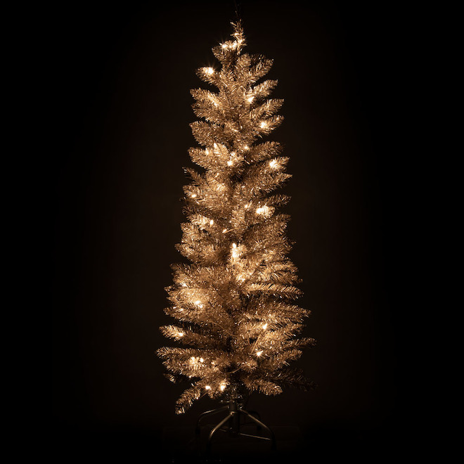 Célébrations BY Landon & Co. TINSEL, 4 pi, arbre de noël artificiel illuminé étroit avec 50 Lumières