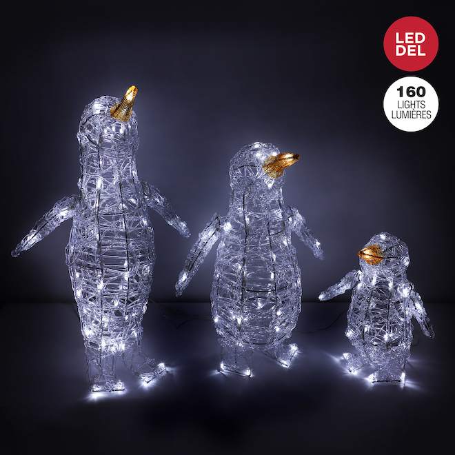 CELEBRATIONS BY L&CO Penguins White LED Light Cool White Set of 3 12-in, 20-in, 24-in