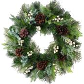 Holiday Living Christmas Wreath with Pine and White Berry 24-in