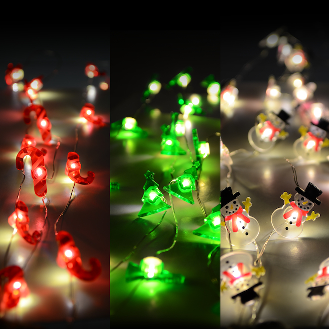 Holiday Living 20-Count 6.5-ft Warm White LED Christmas Tree/Snowman/Candy Cane String Lights