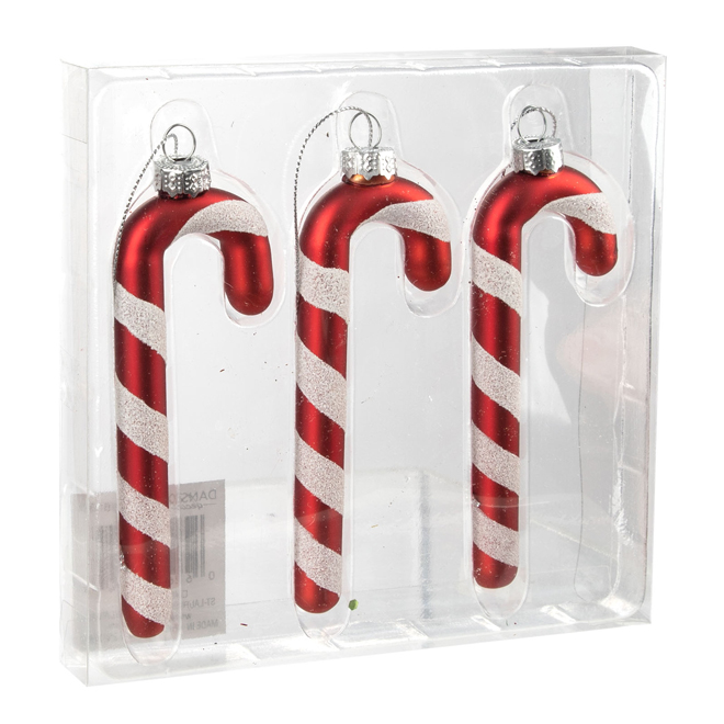 Célébrations BY Landon & Co. Candy Cane Glass Ornaments - Pack of 3