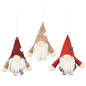 Celebrations by L&CO Assorted Fabric Gnome Ornaments on Skis - 2.16 x 6.1 x 11-in