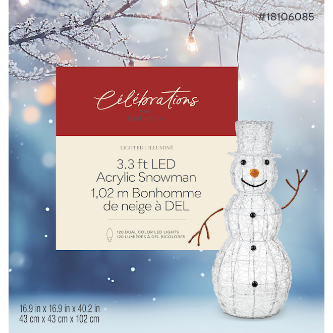 Celebrations L&CO 3.5-ft Snowman with Colour Changing LED Lights