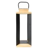 Landon & Co. Standing Solar Lantern with Warm White LED Light - Wood and Black Metal