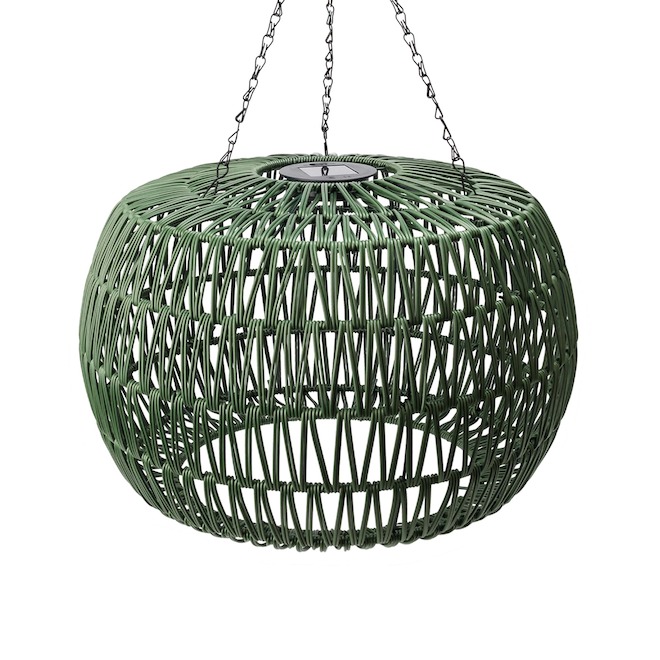Landon & Co. Hanging Solar Lamp Cordless LED in Rattan-Style - Green