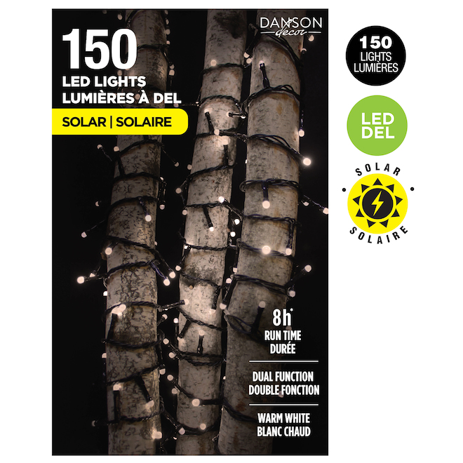 Landon & Co. Solar String Lights 55-ft w/ 150 mini LED Lights - Warm White