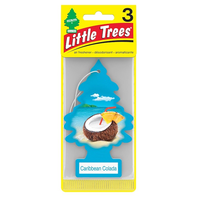 LITTLE TREES Car Air Freshener with Caribbean Colada Scent - Pack of 3