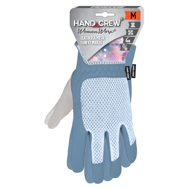 WomenWorx Medium Blue Leather with Mesh Gloves