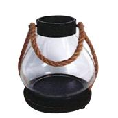 Allen + Roth Glass Lantern with Rope Handle