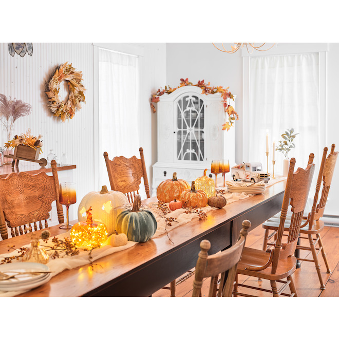 Holiday Living 7.5-in Decorative Pumpkin Orange and Gold
