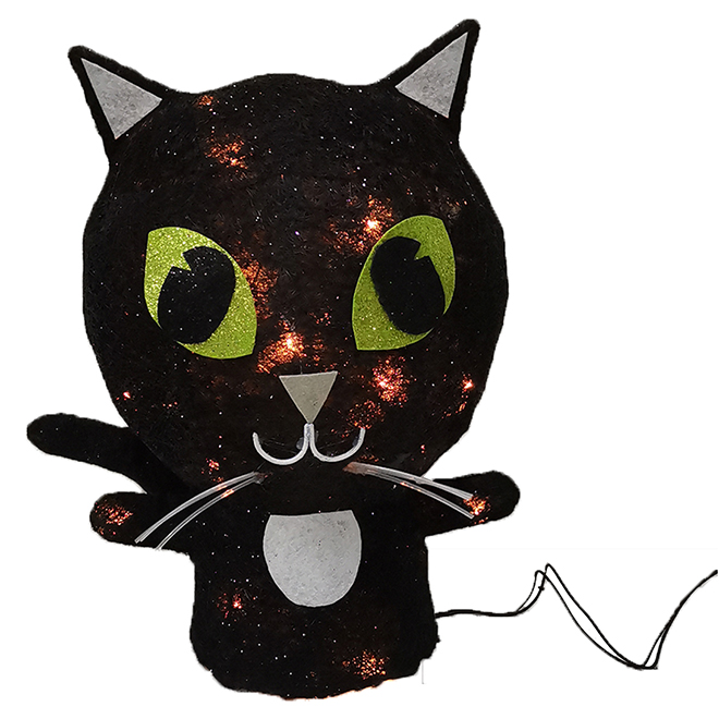 Statue De Chat Noir En Peluche – Déco Halloween – Centre De Table Doux – 18x16x12 Cm – Pour Salon, Cheminée, étagère