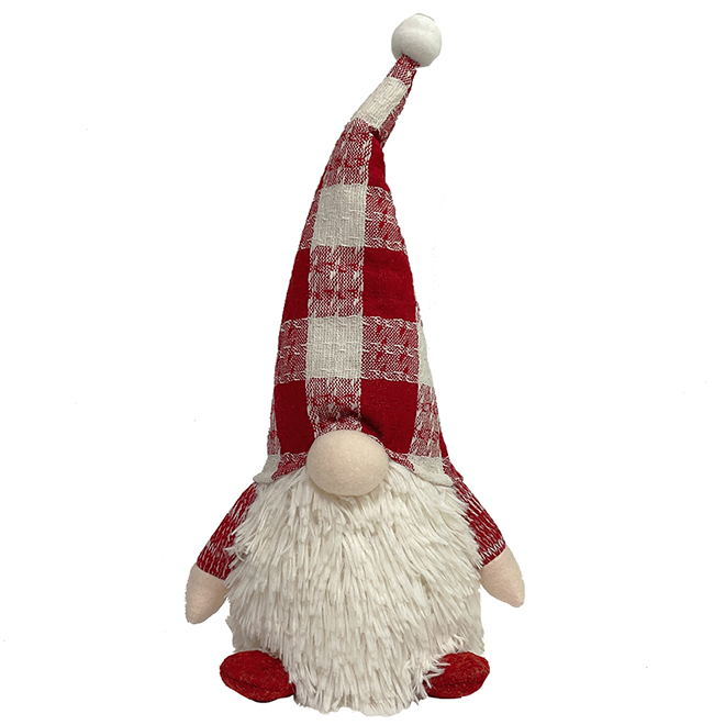 Figurine Holiday Living de 16,14 po, gnome en tissu rouge et blanc