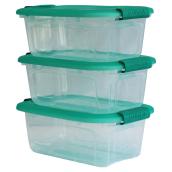 Bac de rangement, 5,2 l, transparent/vert, paquet de 3