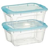 Bac rangement à loquets, 11,3 l , bleu transparent, pqt/ 2