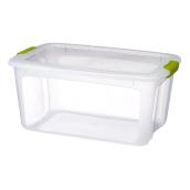 Bac de rangement à loquets, 51,1 L, transparent/vert