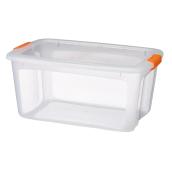 Bac de rangement à loquets, 51,1 L, transparent/orange