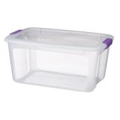 Bac de rangement à loquets, 51,1 L, transparent/mauve