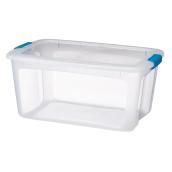 Bac de rangement à loquets, 51,1 L, transparent/sarcelle