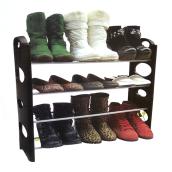 Jean H. Henle 4-Tier Shoe Rack - Plastic and Metal - Black - 24-in H x 25-in W x 8-in D