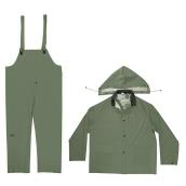 Kuny's Medium Size 3-pc Rain Suit - Green - Rear Vents - PVC/Polyester