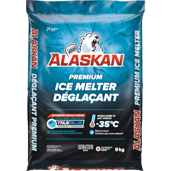 Déglaçant Alaskan Premium Ice Melter de 19,8 lb, NaCl (chlorure de calcium inclus)